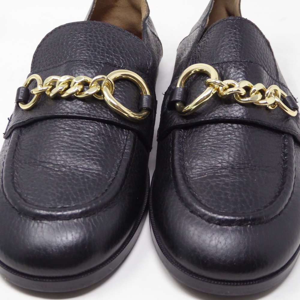 See By Chloe Womens Aryel Loafers Black Leather Gold Chain Link Detail 36 / 6 - Picture 4 of 10